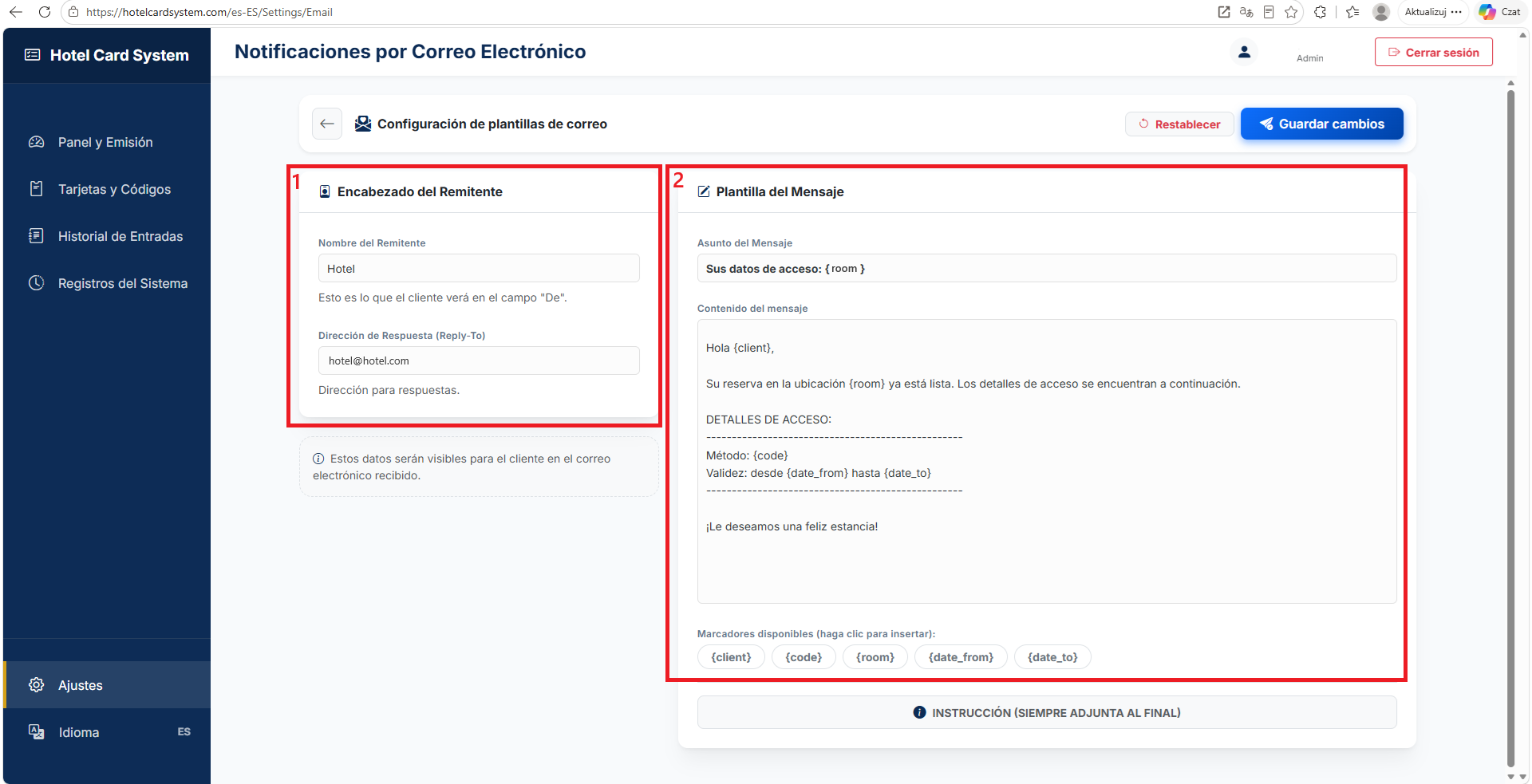 Notificaciones por Correo - Haga clic para ampliar