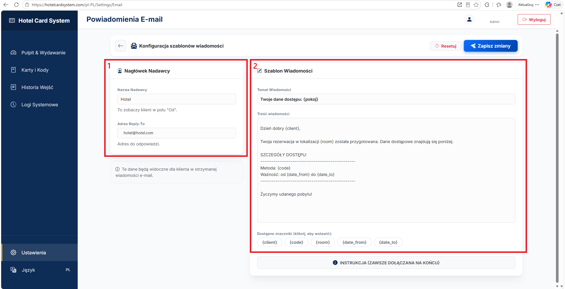 Powiadomienia Email - Kliknij, aby powiększyć