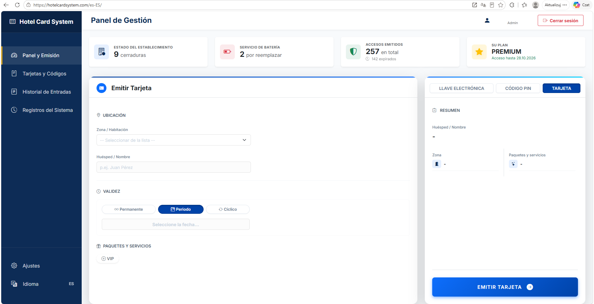 Emisión de Accesos (Tarjetas, Códigos, E-Keys)